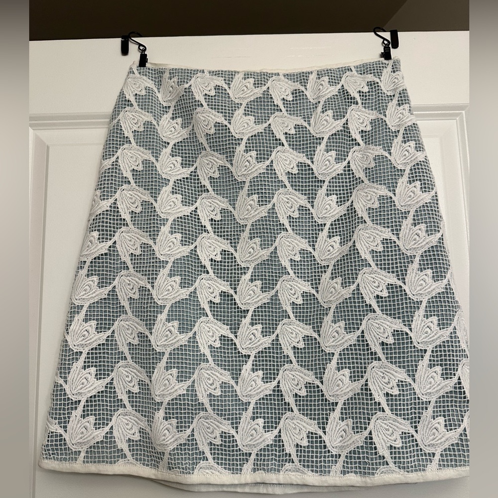 TORY BURCH Pierce Lined Embroidered Guipure Lace Pencil Skirt